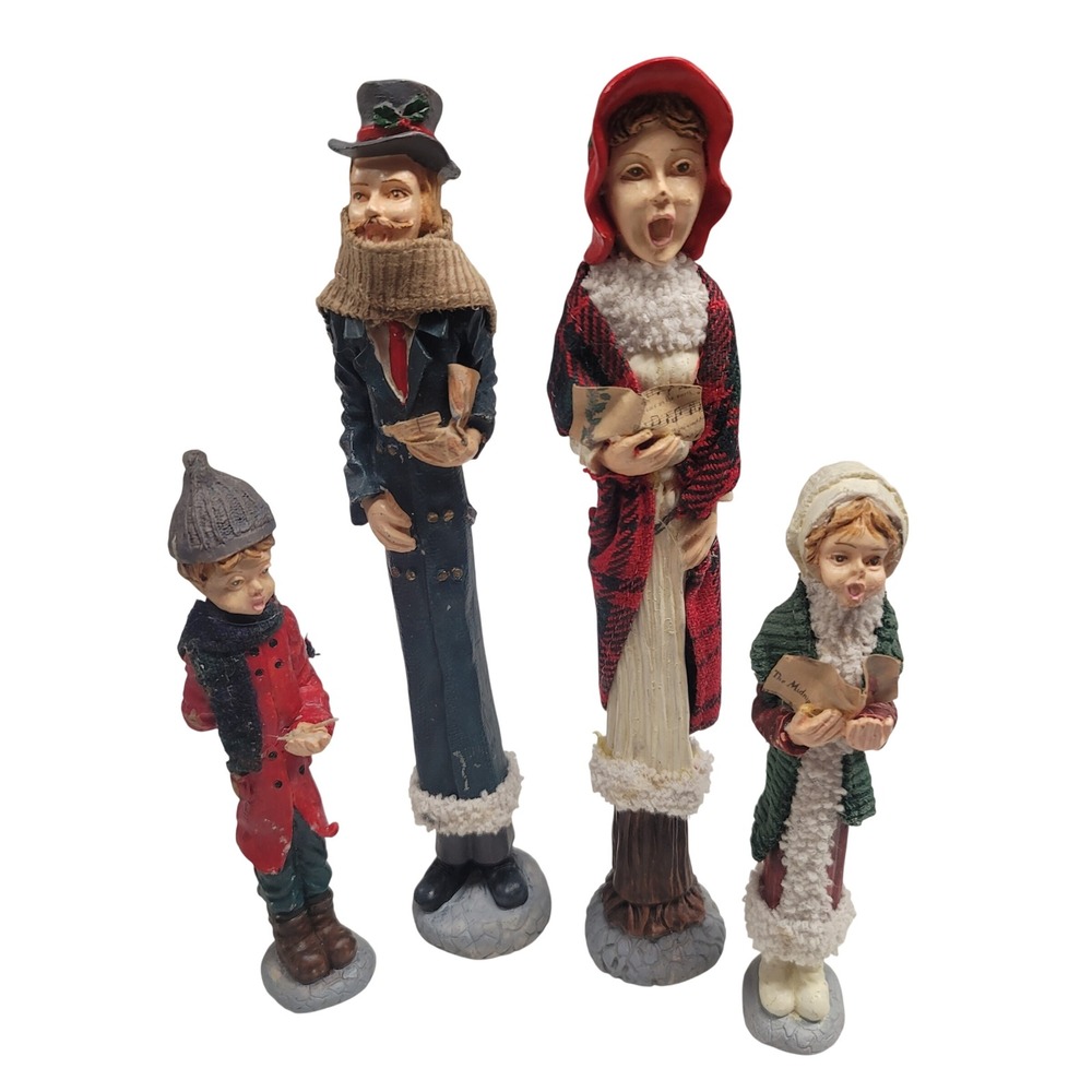Wang's Resin Pencil Shaped‎ Carolers Set of 4 Decorative Figurines Christmas